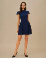 Blue Turtle Ruched A-Line Mini Dress - Image 4