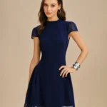 Blue Turtle Ruched A-Line Mini Dress
