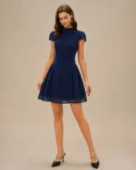 Blue Turtle Ruched A-Line Mini Dress - Image 5